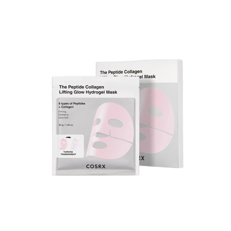 COSRX Peptide Collagen Glow Hydrogel Mask Zestaw Masek hydrożelowych z Peptydami i Kolagenem 34g x 3 sztuk