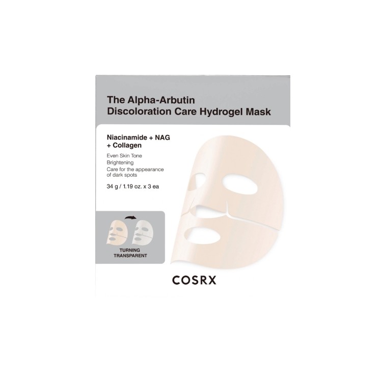 Набір hydro освітлювальних масок COSRX Arbutin Discoloration Hydrogel Mask з альфа-арбутином 34 г x 3 штуки
