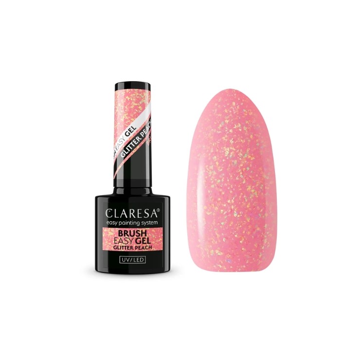 Блискучий гель Claresa Brush Easy Gel у пляшечці з пензликом, Peach 5 г