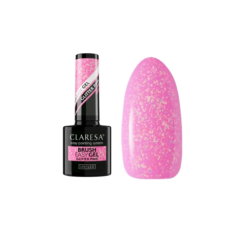 Claresa Brush Easy Gel Glitzergel in der Flasche mit Pinsel, Pink 5 g