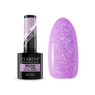 Gel pailleté Claresa Brush Easy Gel en flacon avec pinceau, Violet 5 g