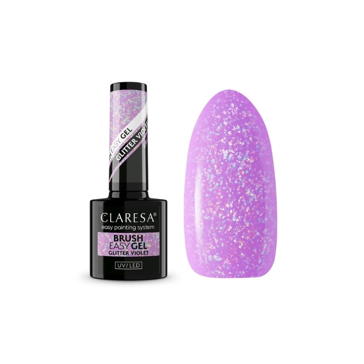 Блискучий гель Claresa Brush Easy Gel у флаконі з пензликом Violet 5 г