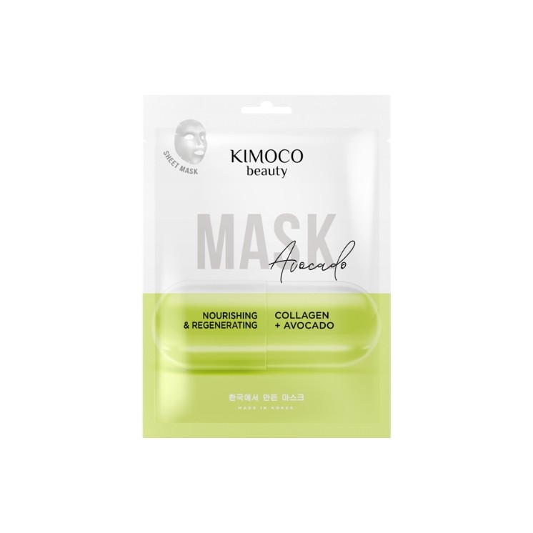 Masque en tissu nourrissant et régénérant à Avocado avocat Kimoco Beauty 23 ml