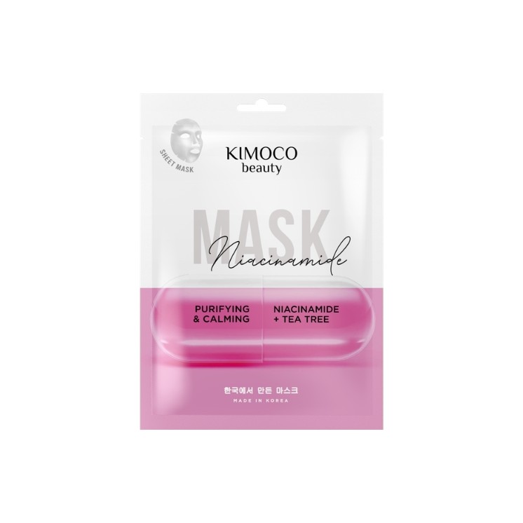Очищувальна та заспокійлива тканинна маска Kimoco Beauty з ніацинамідом 23 мл