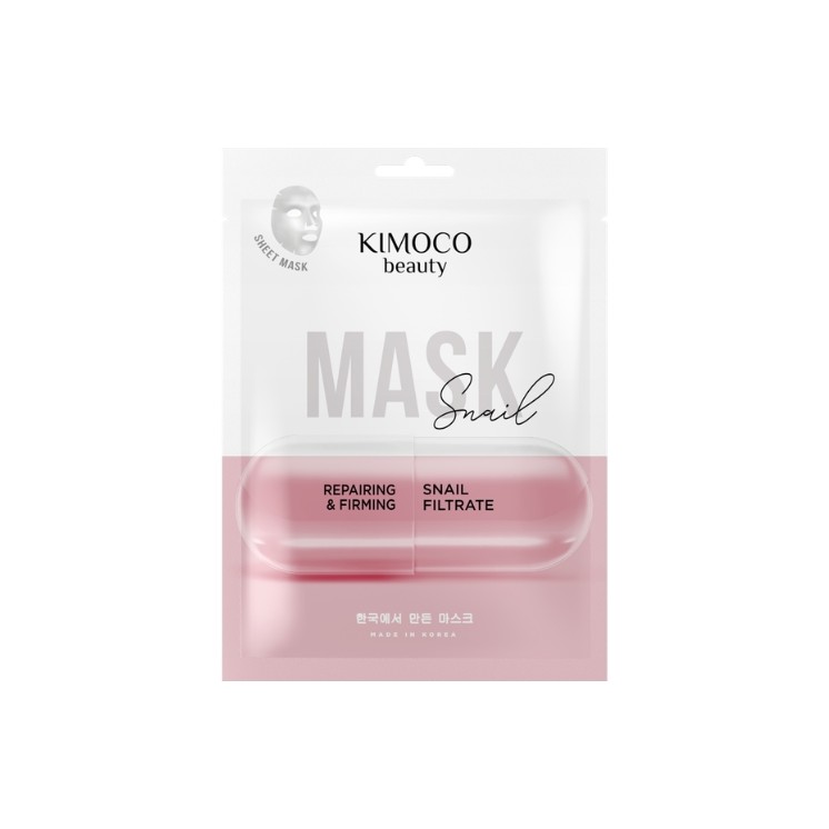 Регенеруюча та зміцнююча тканинна маска Kimoco Beauty Snail зі слизом равлика 23 мл