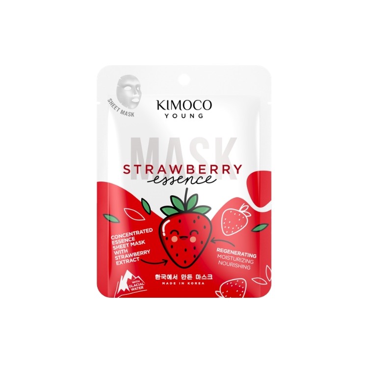 Kimoco Young Strawberry Essence nawilżająca Maska do twarzy w płachcie z ekstraktem z truskawki 25 ml