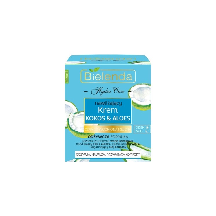 Crème visage Bielenda HYDRA CARE kokos et à l'aloe vera pour peaux déshydratées 50 ml