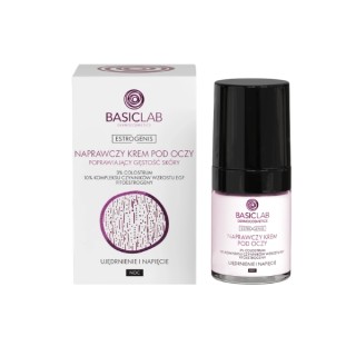 Crème contour des yeux réparatrice BasicLab Estrogenis pour une peau plus dense, application de nuit, 18 ml