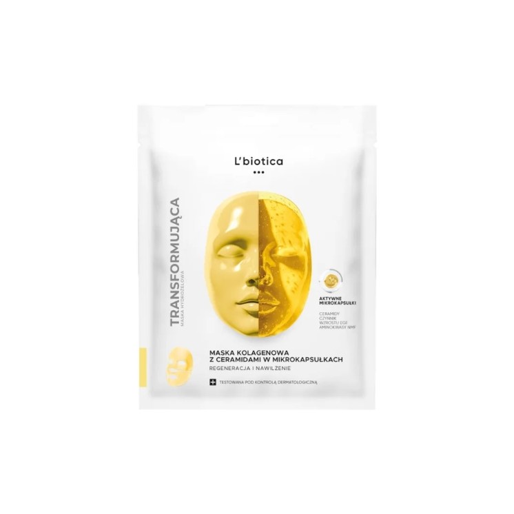 Колагенова маска для обличчя L'Biotica Regeneration and Moisture з керамідами, 1 шт.