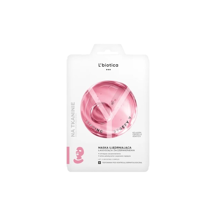 Тканинна маска для обличчя L'Biotica Lifting Y-Zone Firming Face Mask, заспокійлива від почервоніння, 1 шт.