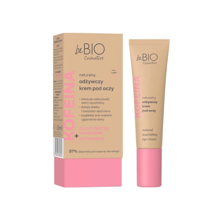 Натуральний поживний крем для шкіри навколо очей з кофеїном BeBio Cosmetics 15 мл