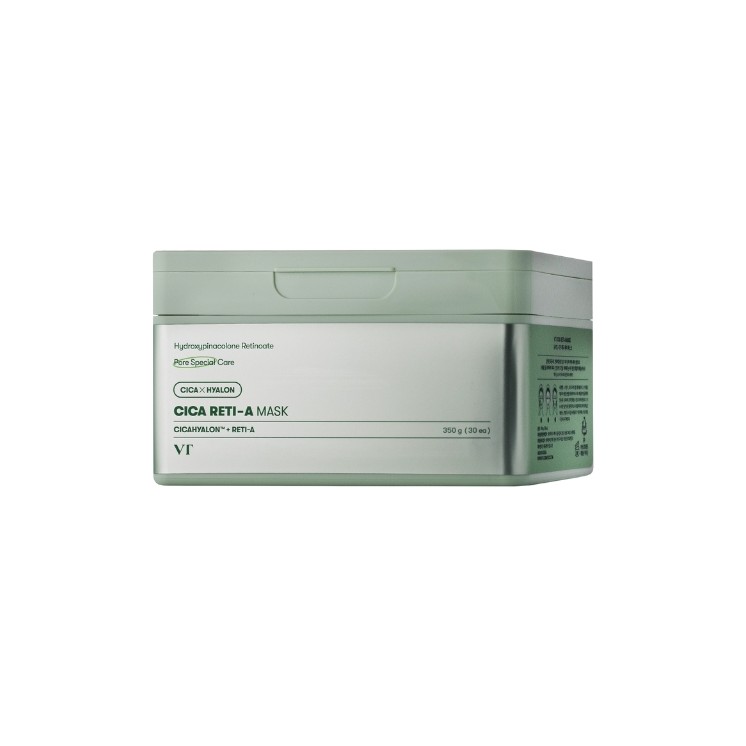 VT Cosmetics CICA Reti-A - Coffret de 30 masques hydratants et exfoliants pour le visage, 350 g