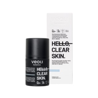 Veoli Botanica Hello, Clear Skin lekki Krem ochronny przeciw fotostarzeniu SPF50+ z Prebiotykami 0,5%  50 ml