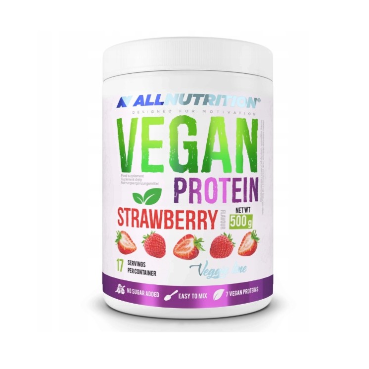 Protéines végétaliennes AllNutrition sans sucre, saveur Strawberry , 500 g