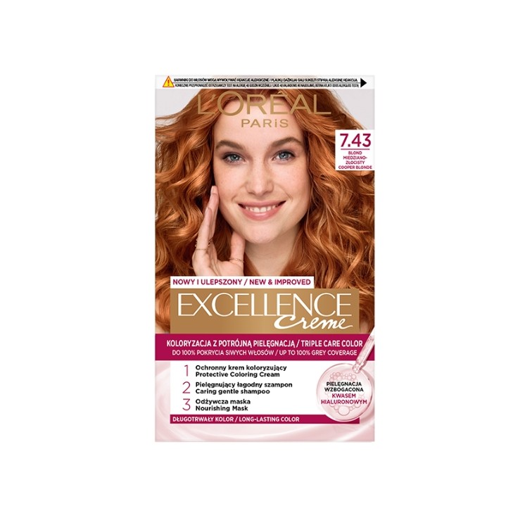 L'oreal Excellence Creme Farba do włosów /7.43/ Blond Miedziano-złocisty