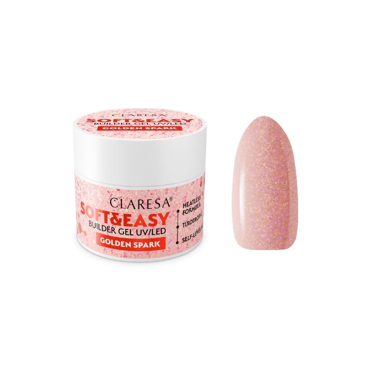 Gel de construction pour ongles Claresa Soft & Easy Golden Spark 45 g