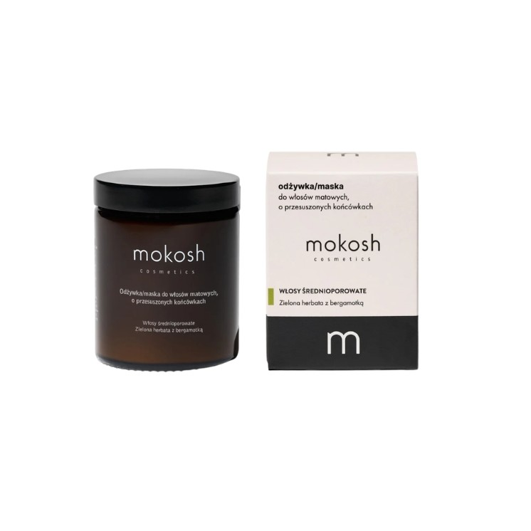 Mokosh Conditioner/Masker voor medium poreus, mat haar met droge punten Groene Thee met Bergamot 180 ml