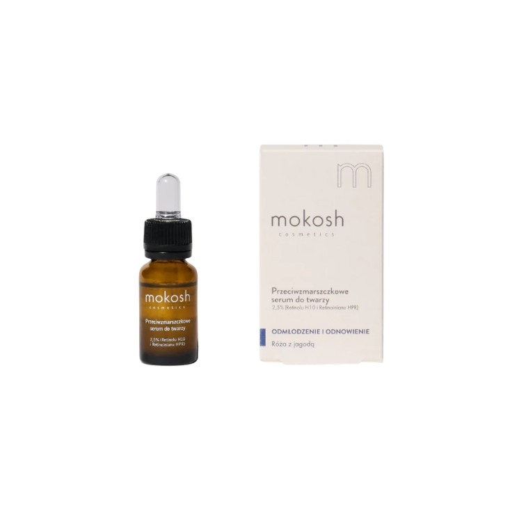 Mokosh  Serum do twarzy 2,5% Retinolu H10 i Retinoinianu Róża 10 ml