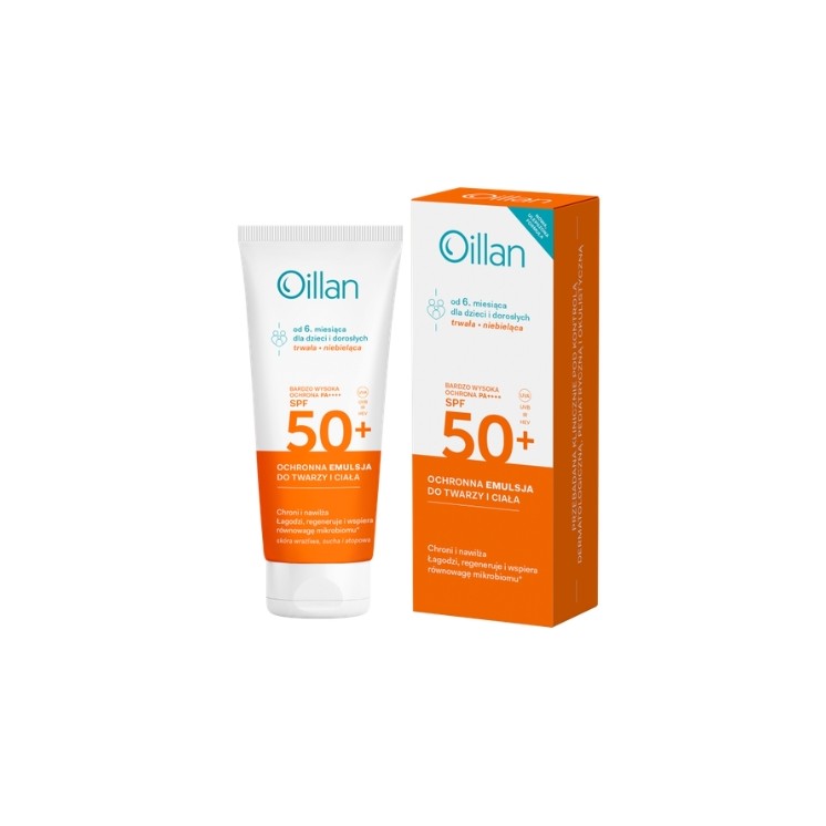Oillan ochronna Emulsja przeciwsłoneczna do twarzy i ciała z filtrem SPF50+ do skóry wrażliwej 100 ml
