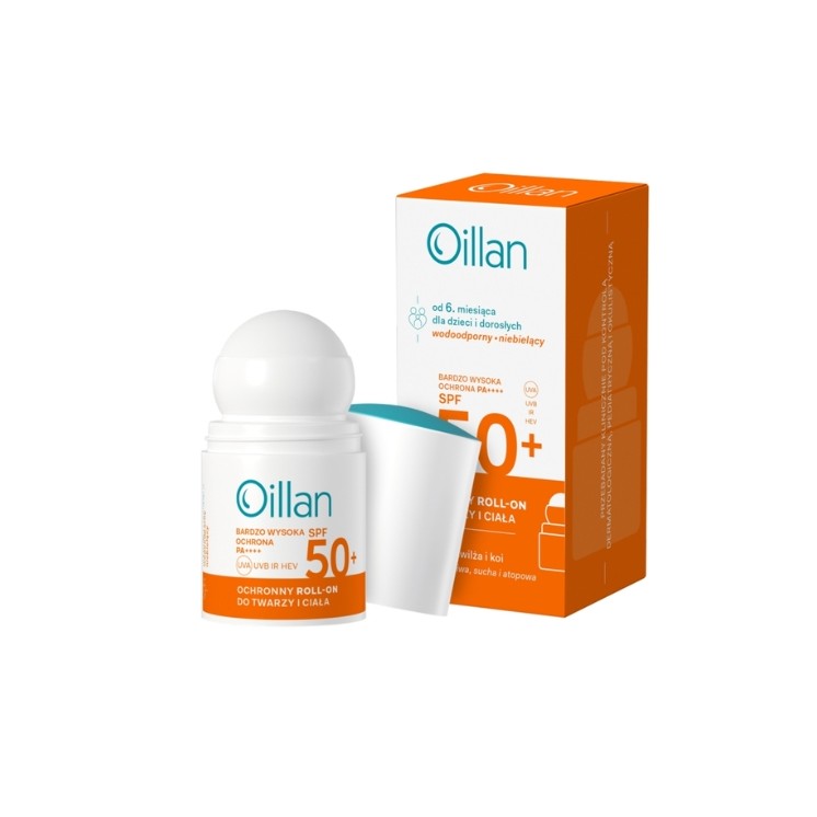 Roll-on protecteur solaire Oillan pour le visage et le corps SPF50 pour peaux sensibles 50 ml