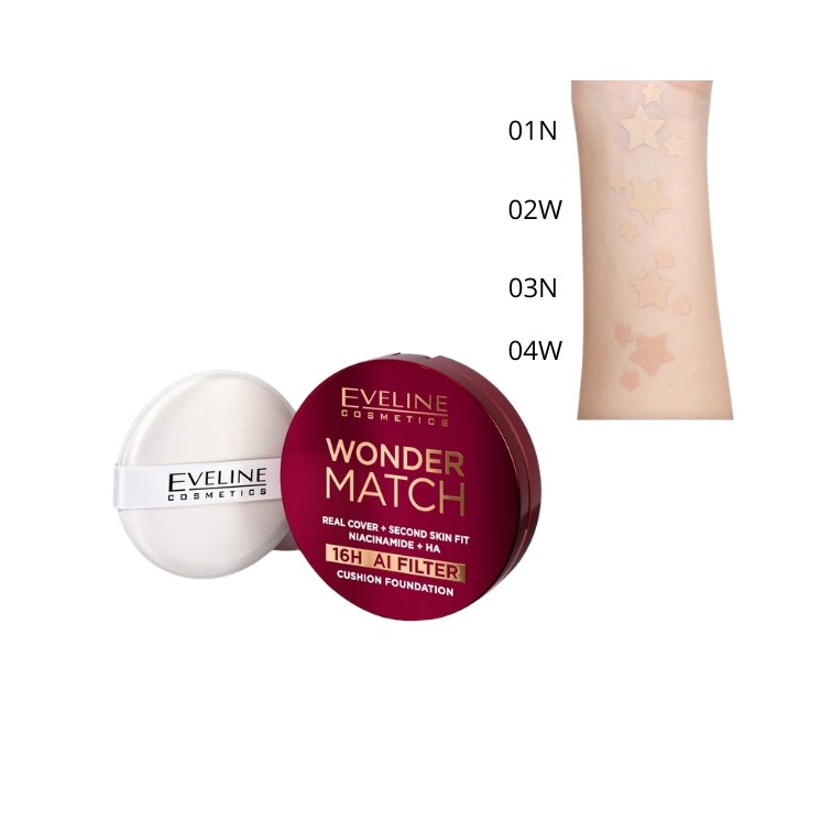 Eveline Wonder Match kryjący Podkład cushion z niacynamidem /02W/ Vanilla 15 g