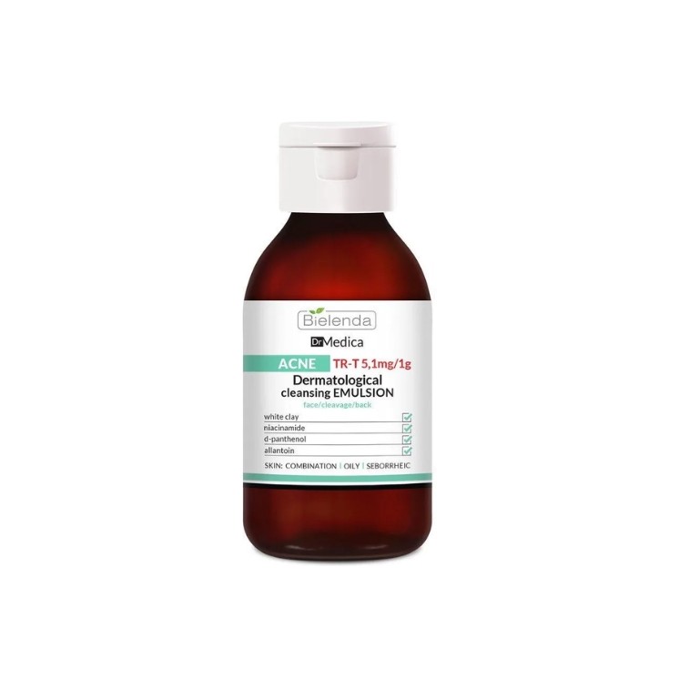 Émulsion nettoyante dermatologique anti-acné Bielenda Dr Medica pour le visage, le cou et le dos 250 g