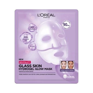 L'Oreal Paris Revitalift Glass Skin hydro gel verhelderend sheetmasker (1 stuk)