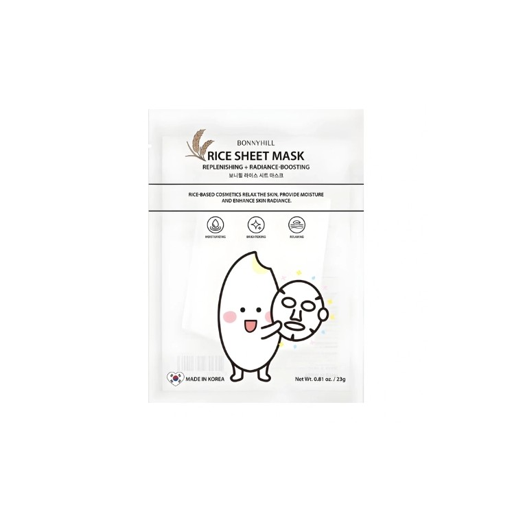 BonnyHill Rijst Sheet Masker Voedend en Verhelderend Gezichtsmasker in één vel (1 stuk)