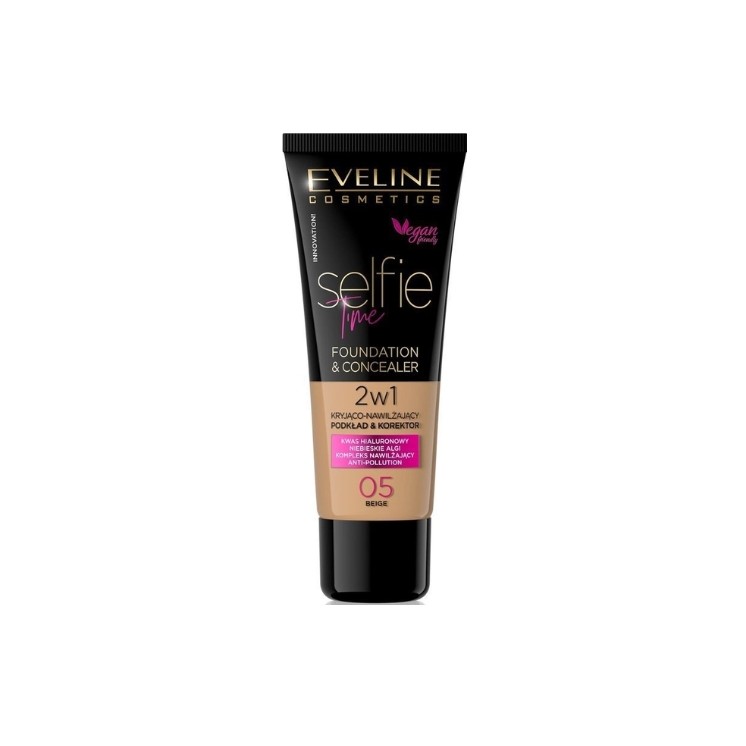 Eveline Selfie Time Podkład 2w1 kryjąco-nawilżający /05/ Beige 30 ml