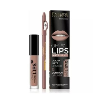 Eveline OH My Lips Matte Liquid Lipstick 4,5 5 ml + Lipliner Set /01/ Neutral Nude