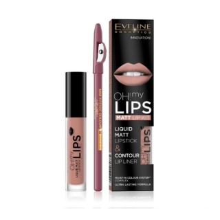Eveline OH My Lips Rouge à lèvres liquide mat 4,5 5 ml + Crayon à lèvres /08/ Lovely Rose