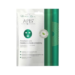 Masque en tissu antioxydant Apis Your Home Spa au matcha 1 pièce.