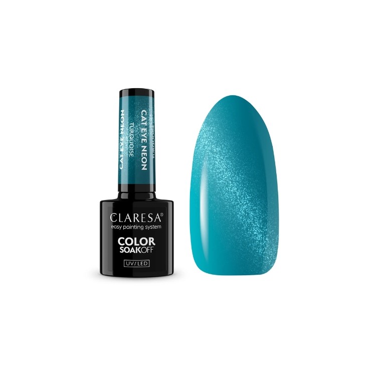 Vernis à ongles hybride néon Cat Eye Claresa Turquoise 5