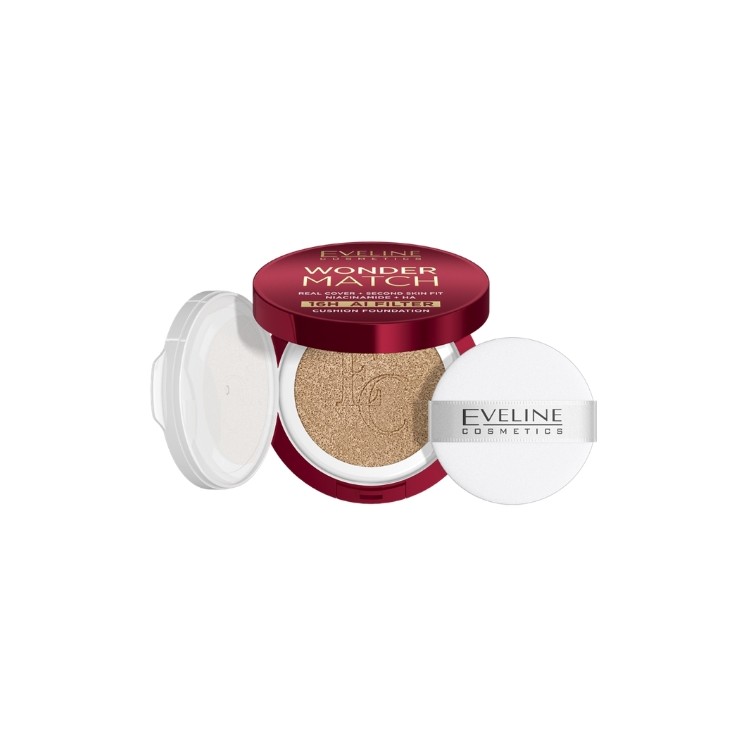 Fond de teint cushion Eveline Wonder Match à la niacinamide /02W/ Vanilla 15 g
