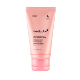 Medicube PDRN Pink Caffeine Night Wrapping Mask, een gladmakend en verstevigend nachtmasker met PDRN, 75 ml.