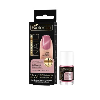 Bielenda Pro Care Soin durcisseur d'ongles magnétique effet œil de chat, Pink Glow Sparkle 5 ml