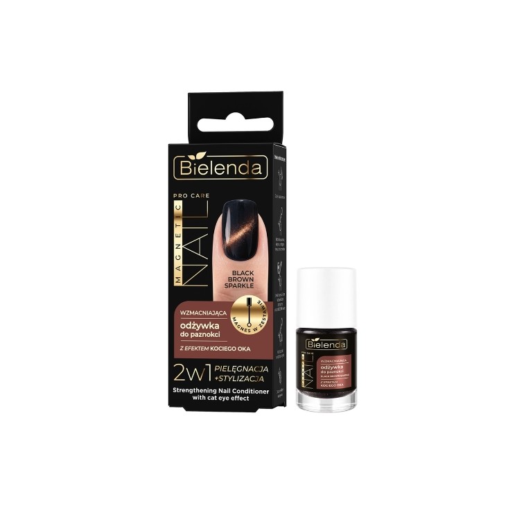 Bielenda Pro Care Magnetische Nagelverharder met Cat Eye Effect Black Brown Sparkle 5 ml