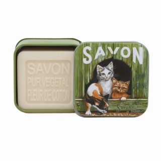 La Savonnerie de Nyons geparfumeerde zeep in blik Katten 100 g
